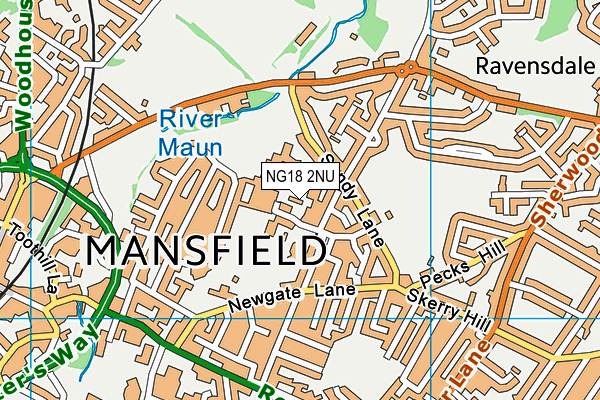 NG18 2NU map - OS VectorMap District (Ordnance Survey)