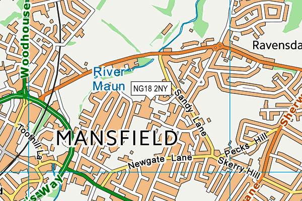 NG18 2NY map - OS VectorMap District (Ordnance Survey)