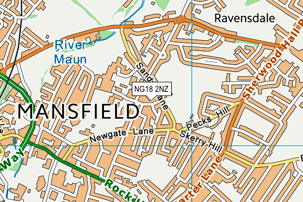 NG18 2NZ map - OS VectorMap District (Ordnance Survey)