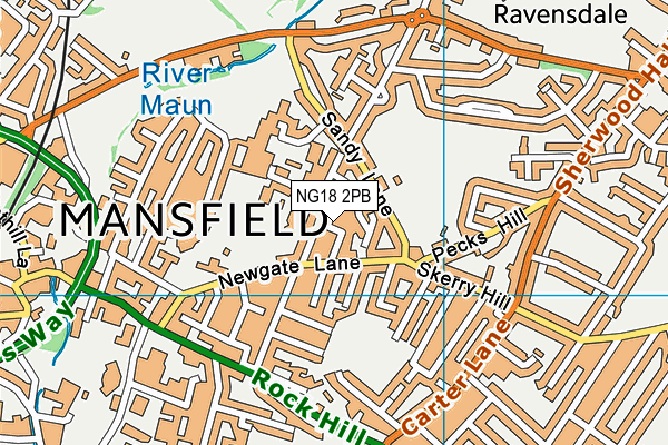 NG18 2PB map - OS VectorMap District (Ordnance Survey)