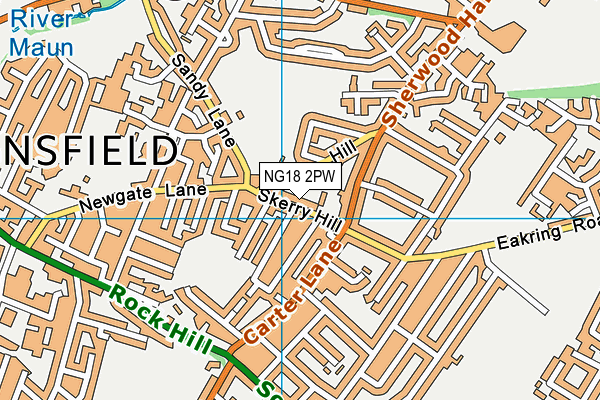 NG18 2PW map - OS VectorMap District (Ordnance Survey)