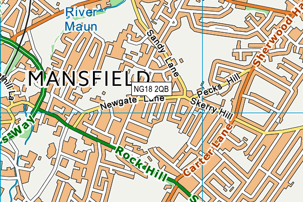 NG18 2QB map - OS VectorMap District (Ordnance Survey)