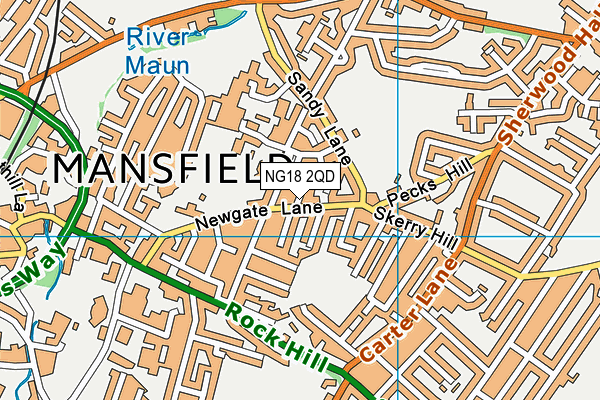 NG18 2QD map - OS VectorMap District (Ordnance Survey)