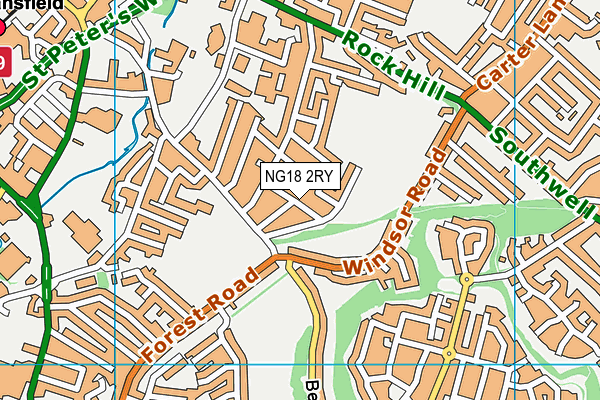 NG18 2RY map - OS VectorMap District (Ordnance Survey)