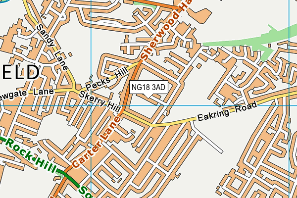 NG18 3AD map - OS VectorMap District (Ordnance Survey)