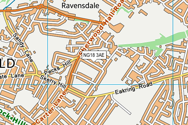 NG18 3AE map - OS VectorMap District (Ordnance Survey)