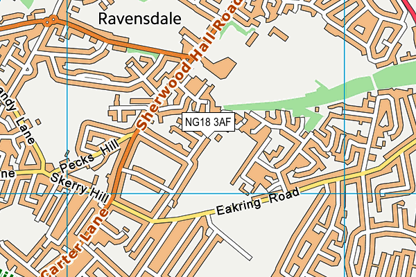 NG18 3AF map - OS VectorMap District (Ordnance Survey)