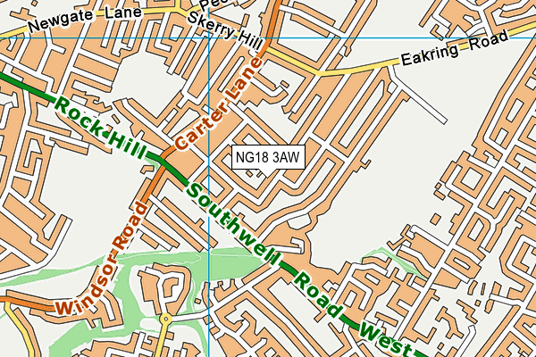 NG18 3AW map - OS VectorMap District (Ordnance Survey)