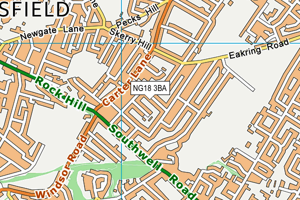 NG18 3BA map - OS VectorMap District (Ordnance Survey)