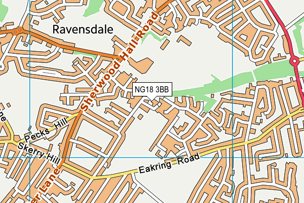 NG18 3BB map - OS VectorMap District (Ordnance Survey)