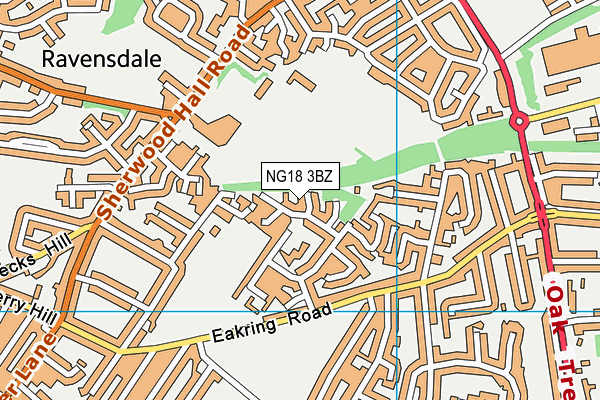 NG18 3BZ map - OS VectorMap District (Ordnance Survey)