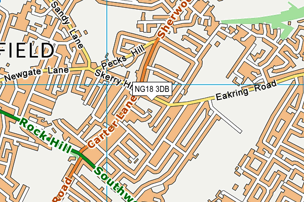 NG18 3DB map - OS VectorMap District (Ordnance Survey)