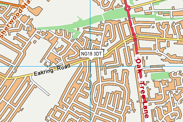 NG18 3DT map - OS VectorMap District (Ordnance Survey)