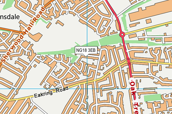 NG18 3EB map - OS VectorMap District (Ordnance Survey)