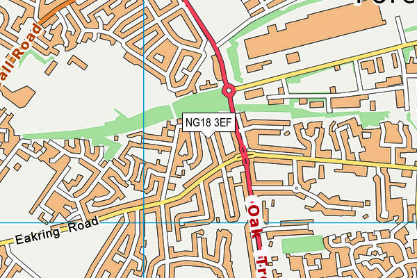 NG18 3EF map - OS VectorMap District (Ordnance Survey)