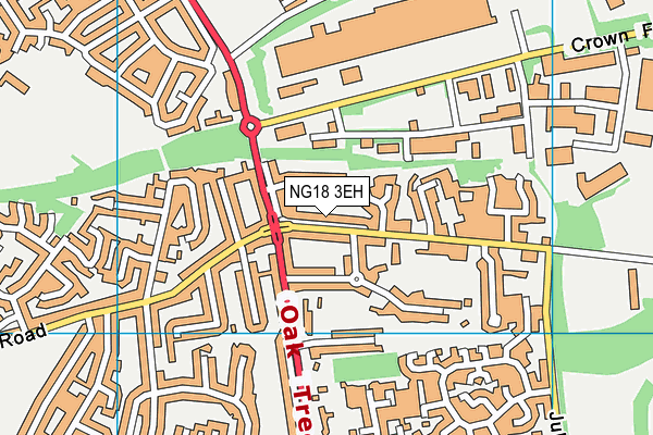 NG18 3EH map - OS VectorMap District (Ordnance Survey)