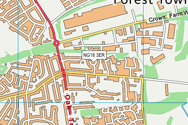 NG18 3ER map - OS VectorMap District (Ordnance Survey)