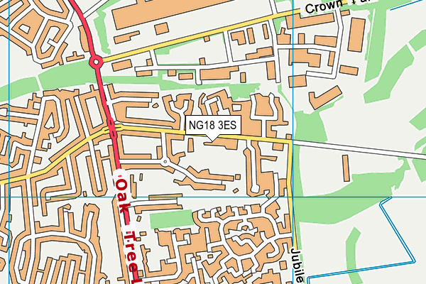 NG18 3ES map - OS VectorMap District (Ordnance Survey)