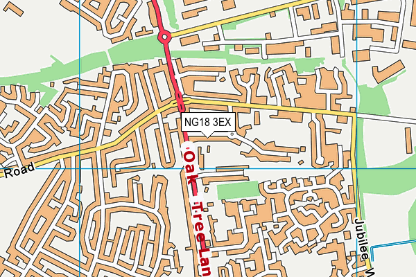 NG18 3EX map - OS VectorMap District (Ordnance Survey)