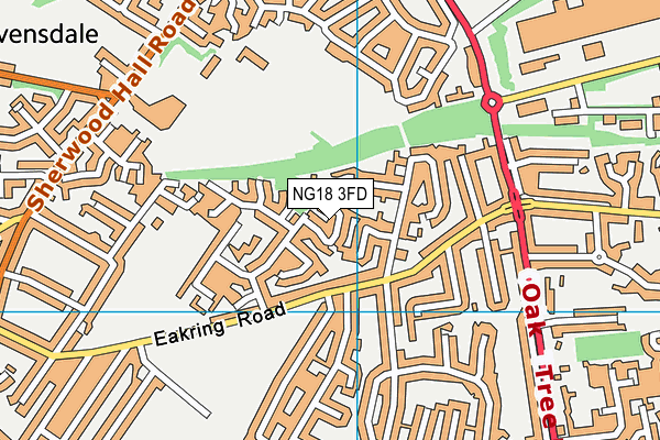 NG18 3FD map - OS VectorMap District (Ordnance Survey)