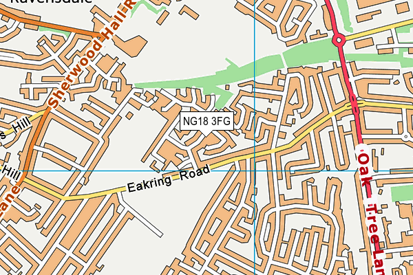 NG18 3FG map - OS VectorMap District (Ordnance Survey)