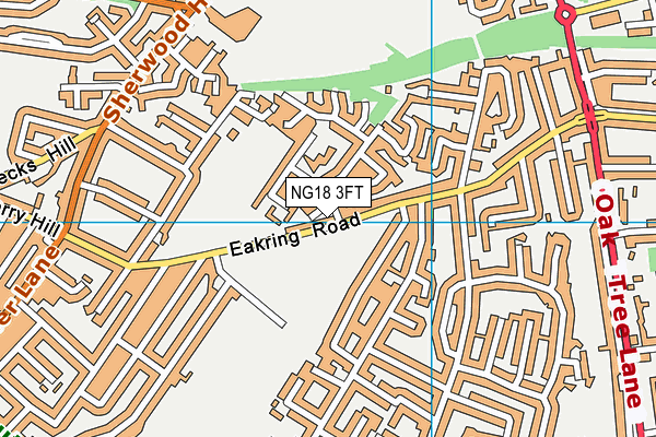 NG18 3FT map - OS VectorMap District (Ordnance Survey)