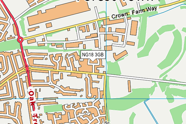 NG18 3GB map - OS VectorMap District (Ordnance Survey)