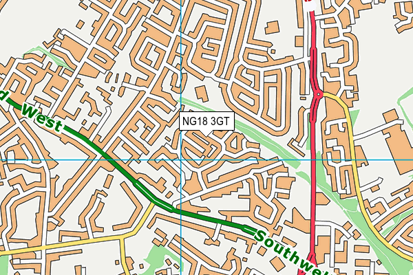 NG18 3GT map - OS VectorMap District (Ordnance Survey)