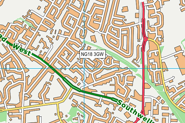 NG18 3GW map - OS VectorMap District (Ordnance Survey)