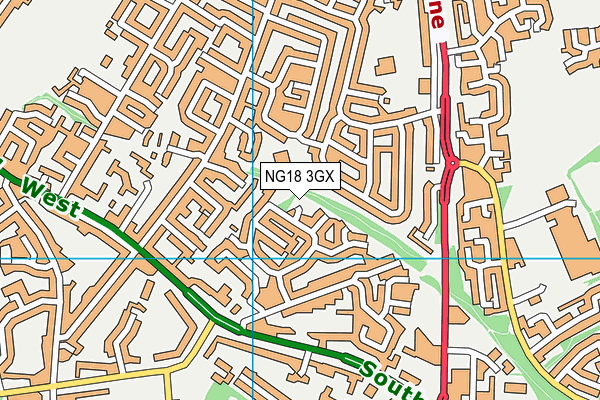 NG18 3GX map - OS VectorMap District (Ordnance Survey)