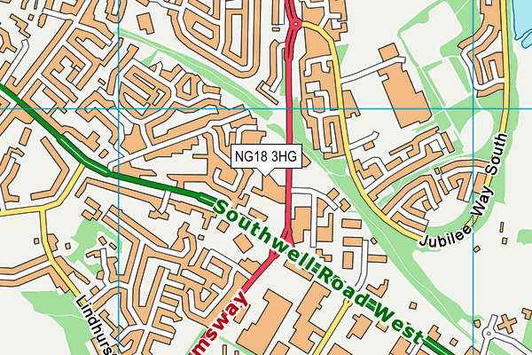 NG18 3HG map - OS VectorMap District (Ordnance Survey)