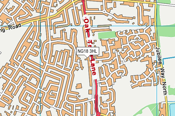 NG18 3HL map - OS VectorMap District (Ordnance Survey)