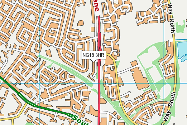 NG18 3HR map - OS VectorMap District (Ordnance Survey)