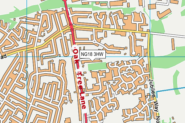 NG18 3HW map - OS VectorMap District (Ordnance Survey)