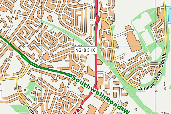 NG18 3HX map - OS VectorMap District (Ordnance Survey)