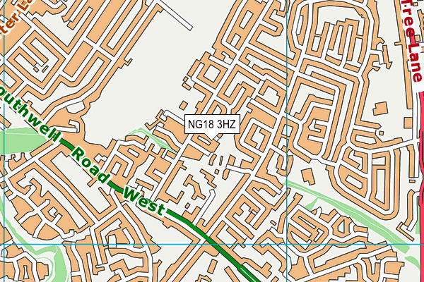 NG18 3HZ map - OS VectorMap District (Ordnance Survey)