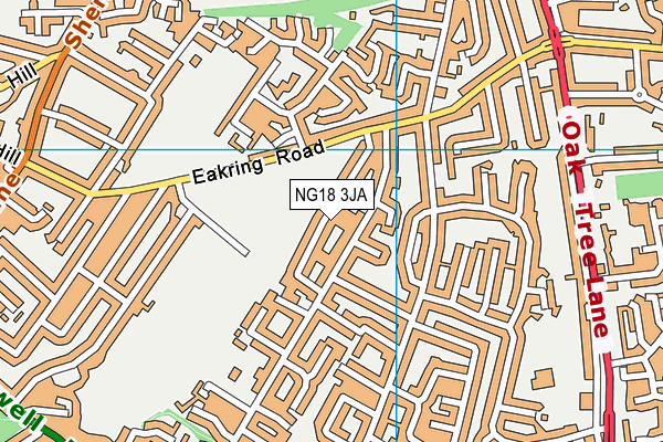 NG18 3JA map - OS VectorMap District (Ordnance Survey)