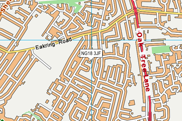 NG18 3JF map - OS VectorMap District (Ordnance Survey)