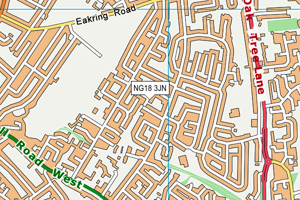 NG18 3JN map - OS VectorMap District (Ordnance Survey)