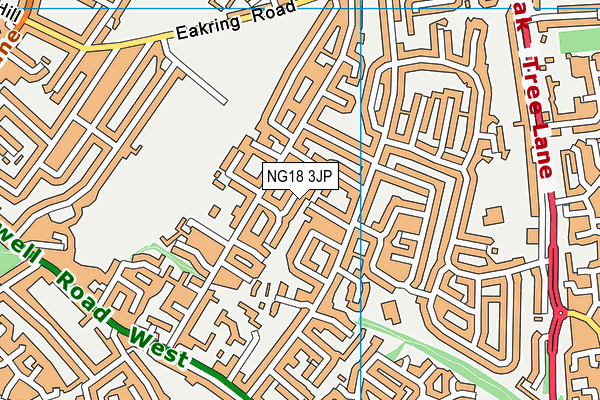 NG18 3JP map - OS VectorMap District (Ordnance Survey)