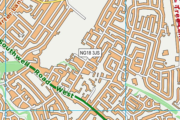 NG18 3JS map - OS VectorMap District (Ordnance Survey)