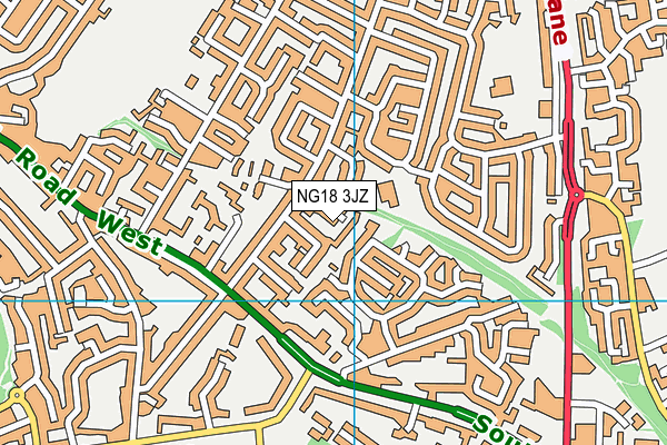 NG18 3JZ map - OS VectorMap District (Ordnance Survey)