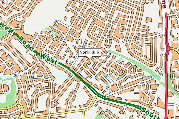 NG18 3LB map - OS VectorMap District (Ordnance Survey)