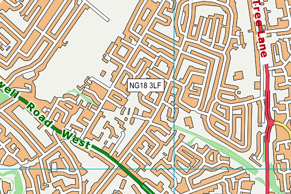 NG18 3LF map - OS VectorMap District (Ordnance Survey)