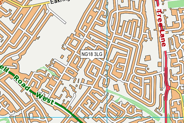 NG18 3LG map - OS VectorMap District (Ordnance Survey)