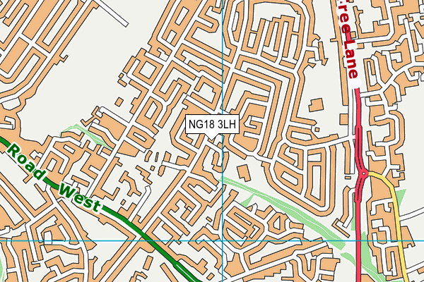 NG18 3LH map - OS VectorMap District (Ordnance Survey)