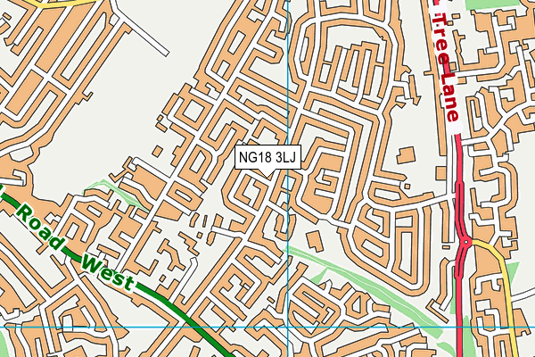 NG18 3LJ map - OS VectorMap District (Ordnance Survey)