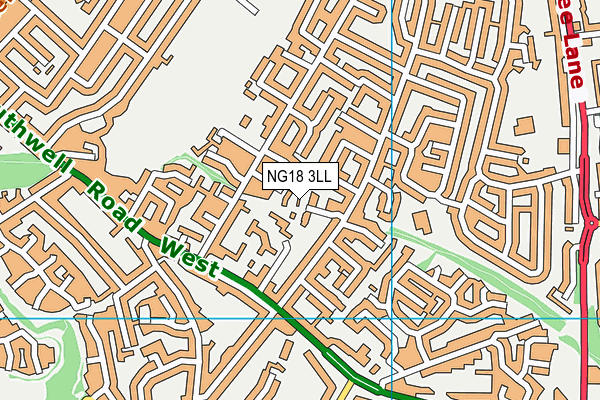 NG18 3LL map - OS VectorMap District (Ordnance Survey)