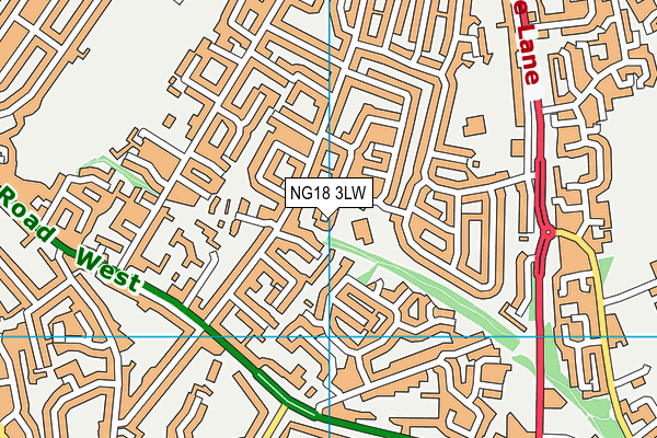 NG18 3LW map - OS VectorMap District (Ordnance Survey)