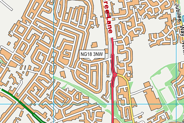 NG18 3NW map - OS VectorMap District (Ordnance Survey)